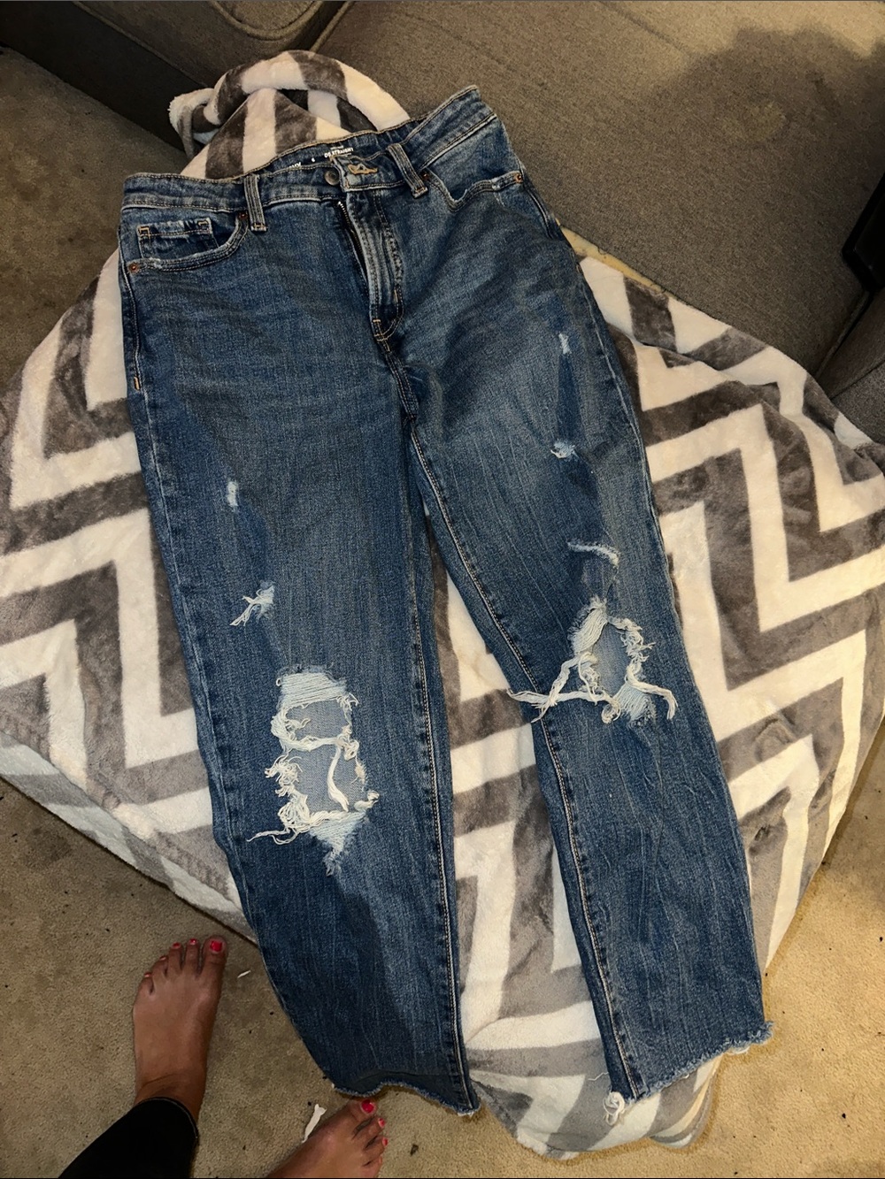Old Navy Distressed Dark Blue Boyfriend Jeans